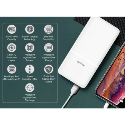 Buy Intex Strong Blaze 10K Poly Powerbank - White in bulk for Corporate Gifting | Corporate Gyft