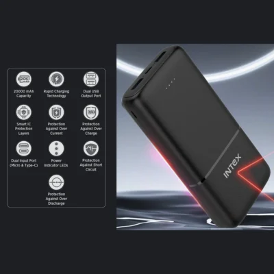 Buy Intex Blaze 20K Poly Power Bank - Black in bulk for Corporate Gifting | Corporate Gyft