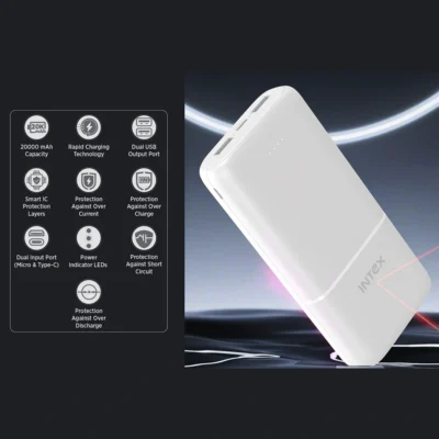 Buy Intex Blaze 20K Poly Power Bank - White in bulk for Corporate Gifting | Corporate Gyft