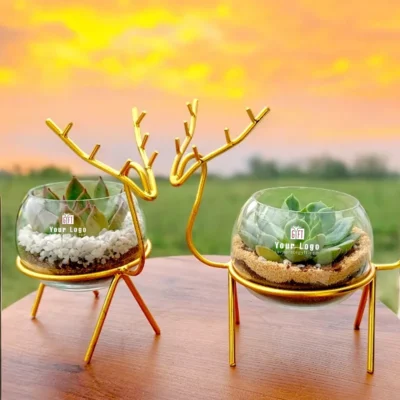 Buy Golden Reindeer Décor Planter Set in bulk for Corporate Gifting | Corporate Gyft
