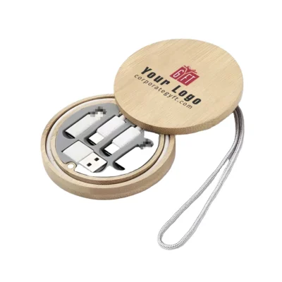 Buy Bamboo Cable Organizer Kit in bulk for Corporate Gifting | Corporate Gyft