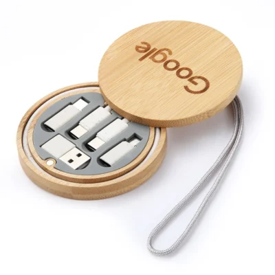 Buy Bamboo Cable Organizer Kit in bulk for Corporate Gifting | Corporate Gyft