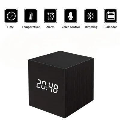 Buy Square LED Digital Wood Clock in bulk for Corporate Gifting | Corporate Gyft