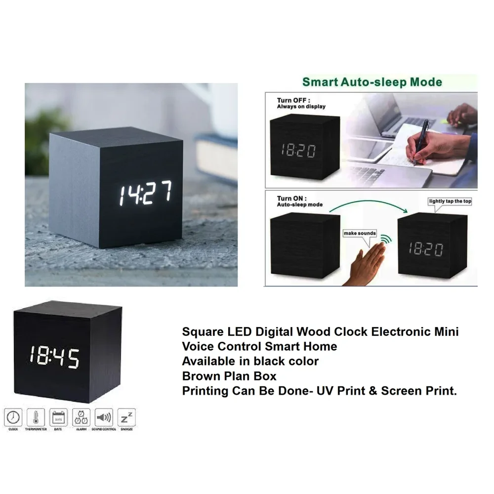 Square LED Digital Wood Clock Buy Square LED Digital Wood Clock in bulk for Corporate Gifting | Corporate Gyft