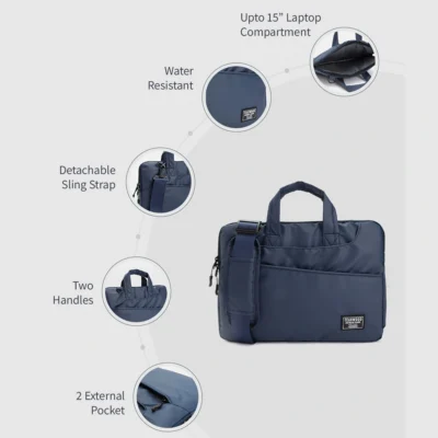 Buy Teakwood Premium Laptop Bag - Navy Blue in bulk for Corporate Gifting | Corporate Gyft