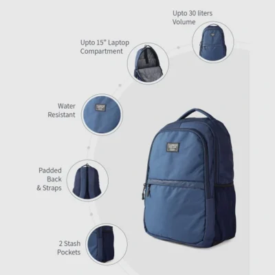 Buy Teakwood Vasily Urban Laptop Backpack - Navy Blue in bulk for Corporate Gifting | Corporate Gyft