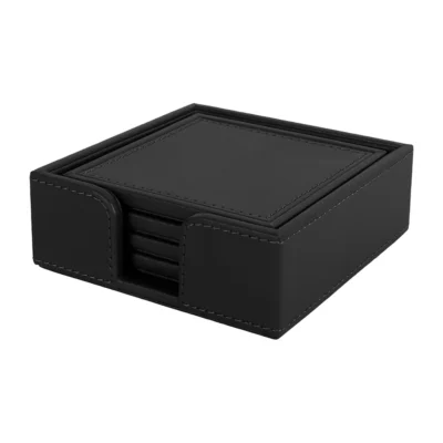 Buy Executive Coaster Set with Holder – Black in bulk for Corporate Gifting | Corporate Gyft