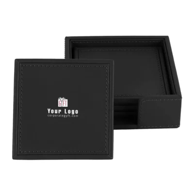 Buy Executive Coaster Set with Holder – Black in bulk for Corporate Gifting | Corporate Gyft