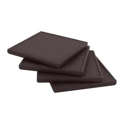 Buy Executive Coaster Set with Holder – Brown in bulk for Corporate Gifting | Corporate Gyft