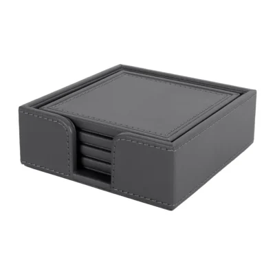 Buy Executive Coaster Set with Holder – Grey in bulk for Corporate Gifting | Corporate Gyft