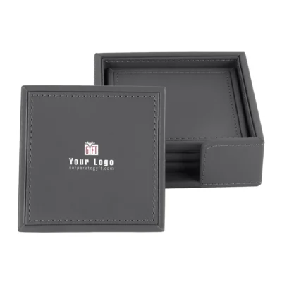 Buy Executive Coaster Set with Holder – Grey in bulk for Corporate Gifting | Corporate Gyft