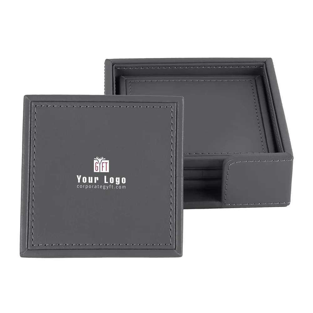 Executive Coaster Set with Holder – Grey Buy Executive Coaster Set with Holder – Grey in bulk for Corporate Gifting | Corporate Gyft