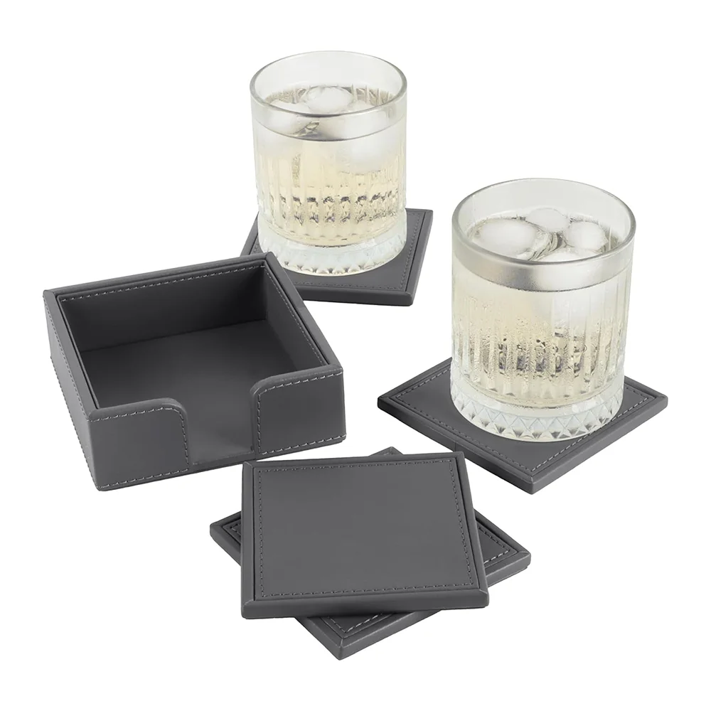 Executive Coaster Set with Holder – Grey Buy Executive Coaster Set with Holder – Grey in bulk for Corporate Gifting | Corporate Gyft
