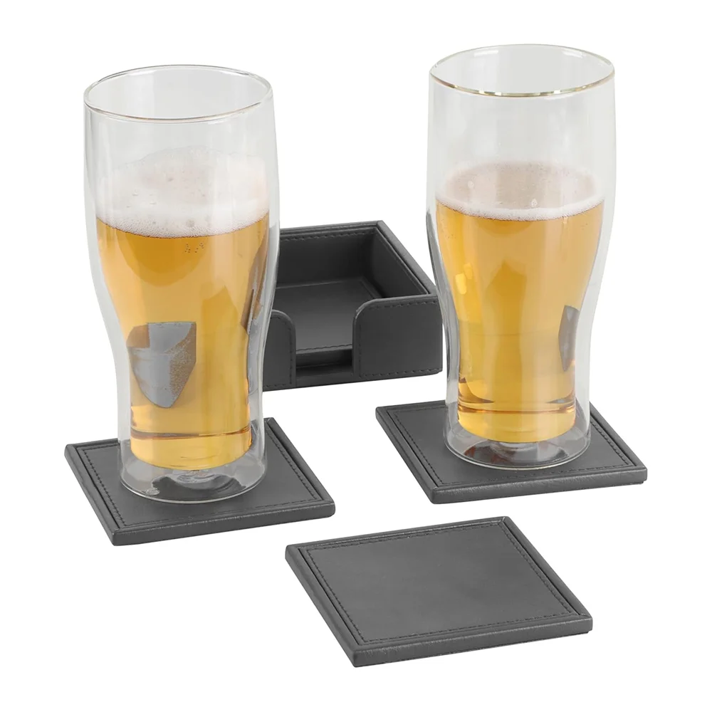 Executive Coaster Set with Holder – Grey Buy Executive Coaster Set with Holder – Grey in bulk for Corporate Gifting | Corporate Gyft