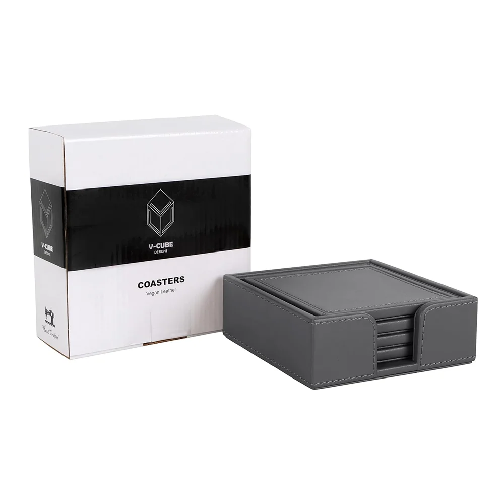 Executive Coaster Set with Holder – Grey Buy Executive Coaster Set with Holder – Grey in bulk for Corporate Gifting | Corporate Gyft