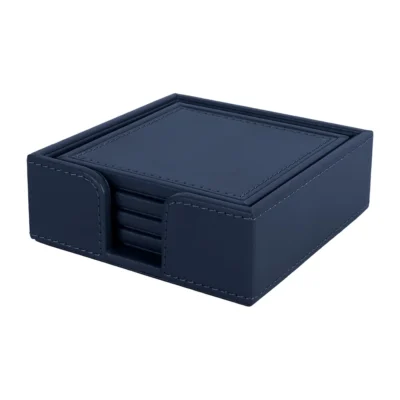 Buy Executive Coaster Set with Holder – Navy Blue in bulk for Corporate Gifting | Corporate Gyft