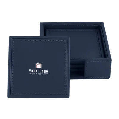 Buy Executive Coaster Set with Holder – Navy Blue in bulk for Corporate Gifting | Corporate Gyft