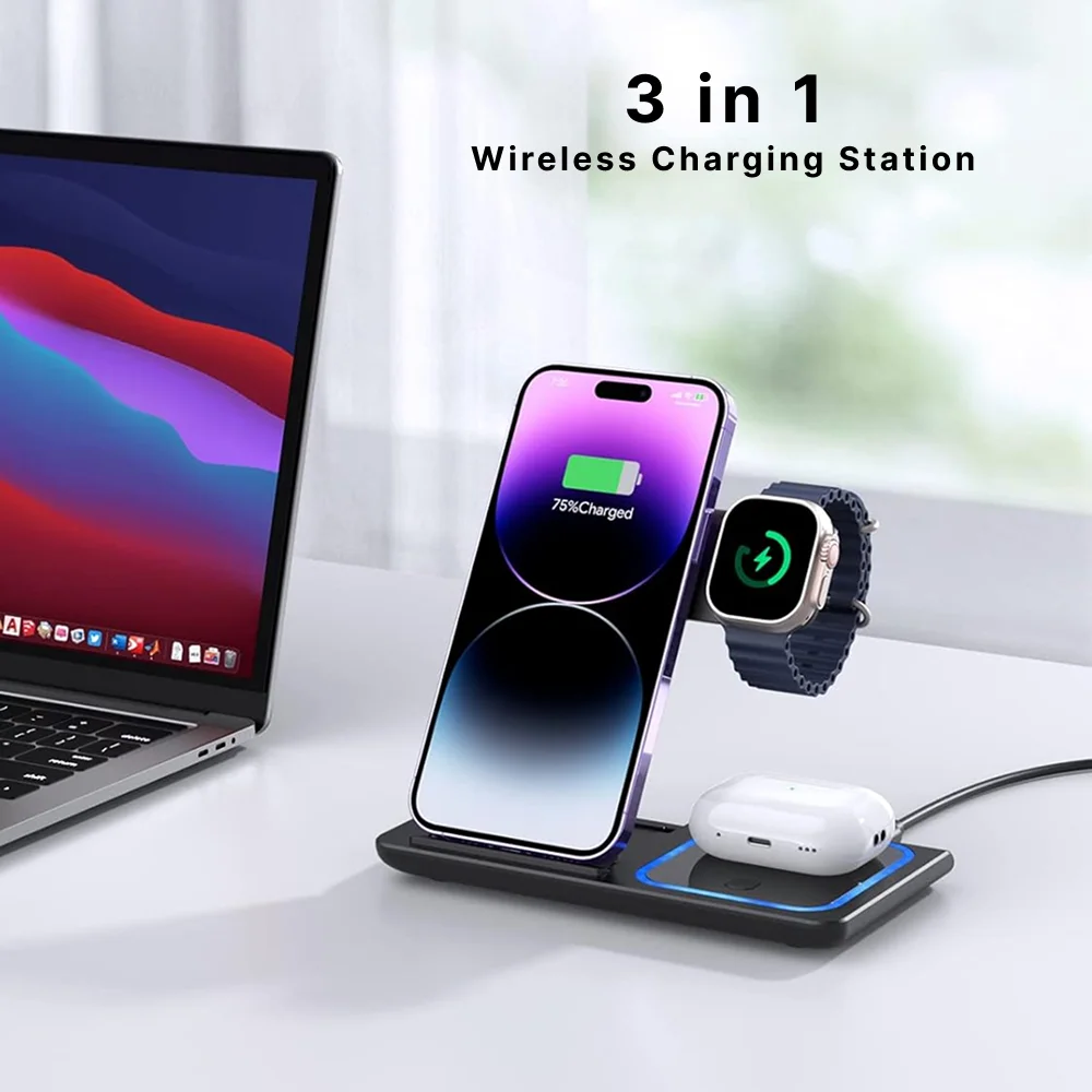 Gearbit 3-in-1 Wireless Charging Dock Buy Gearbit 3-in-1 Wireless Charging Dock in bulk for Corporate Gifting | Corporate Gyft