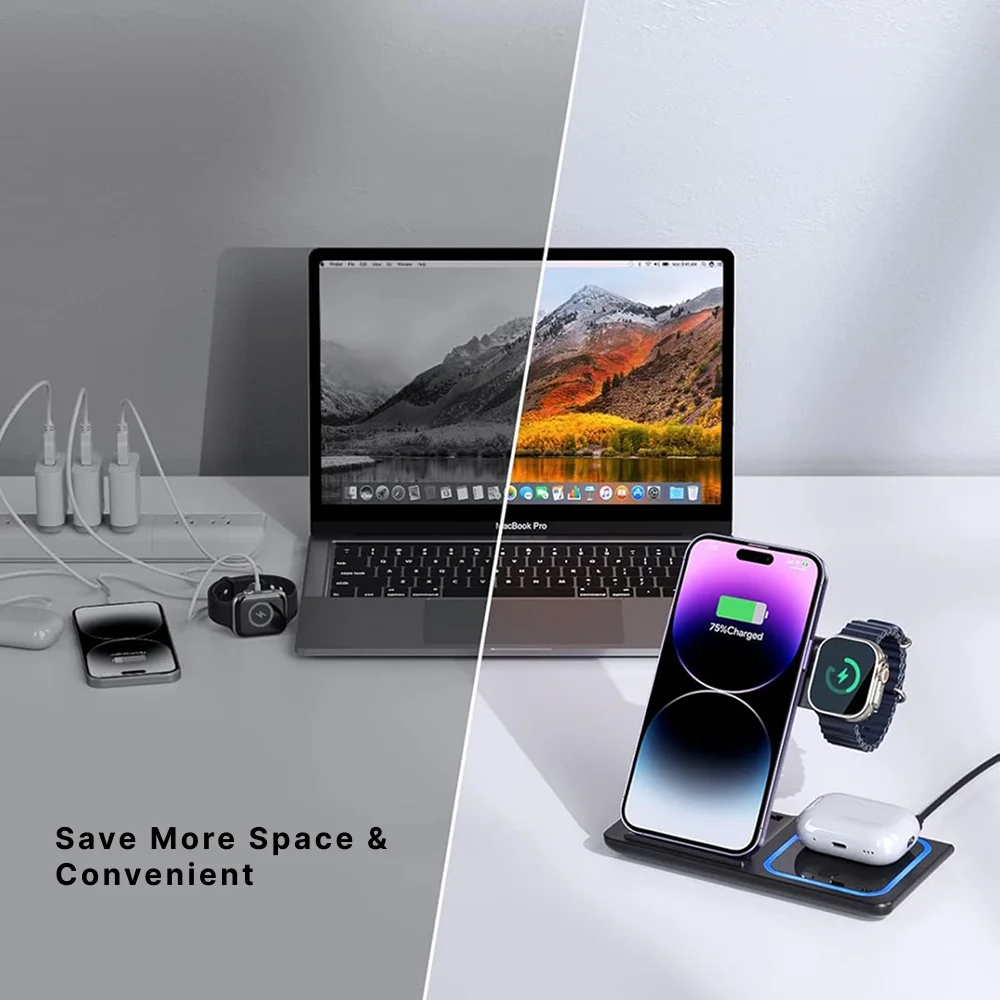 Gearbit 3-in-1 Wireless Charging Dock Buy Gearbit 3-in-1 Wireless Charging Dock in bulk for Corporate Gifting | Corporate Gyft