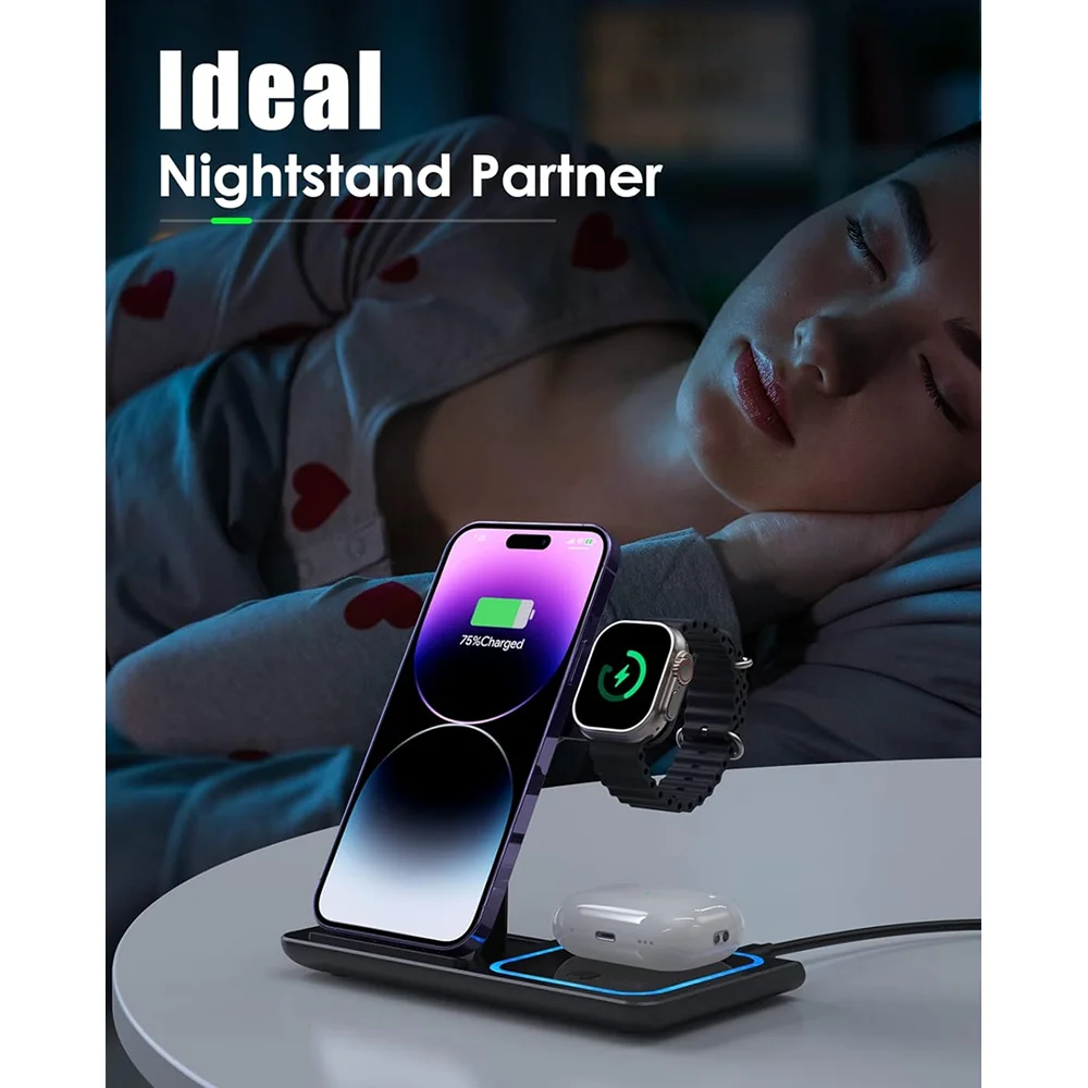 Gearbit 3-in-1 Wireless Charging Dock Buy Gearbit 3-in-1 Wireless Charging Dock in bulk for Corporate Gifting | Corporate Gyft