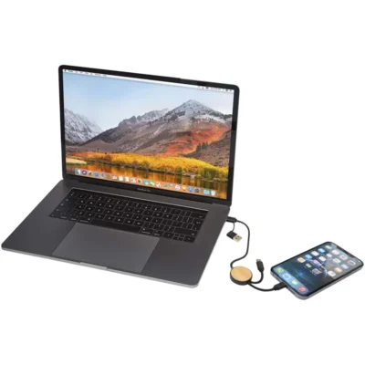 Buy Bamboo Retractable Charging Cable in bulk for Corporate Gifting | Corporate Gyft