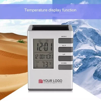 Buy Elegant Cubical Penstand with Clock in bulk for Corporate Gifting | Corporate Gyft
