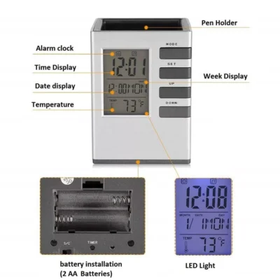 Buy Elegant Cubical Penstand with Clock in bulk for Corporate Gifting | Corporate Gyft