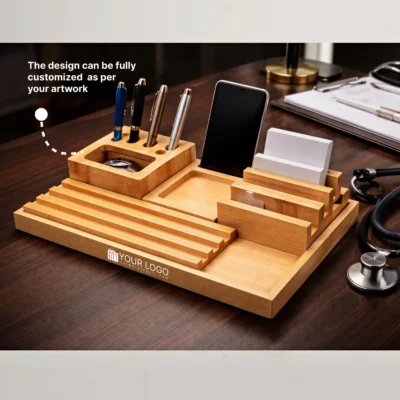 Buy CareDesk Wooden Organizer in bulk for Corporate Gifting | Corporate Gyft