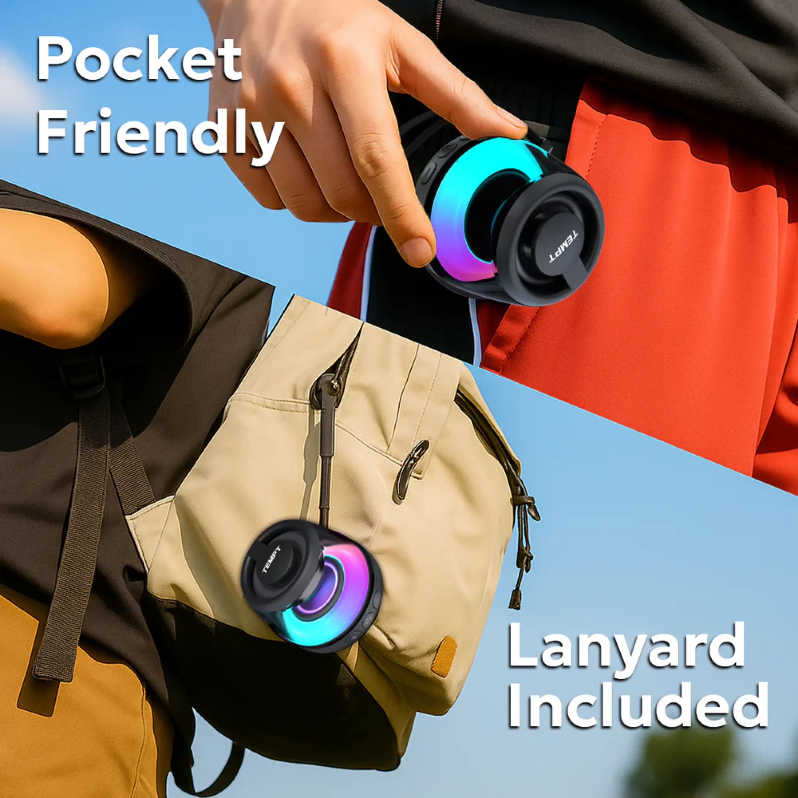 Tempt Pocket Bluetooth Speaker - Black Buy Tempt Pocket Bluetooth Speaker - Black in bulk for Corporate Gifting | Corporate Gyft