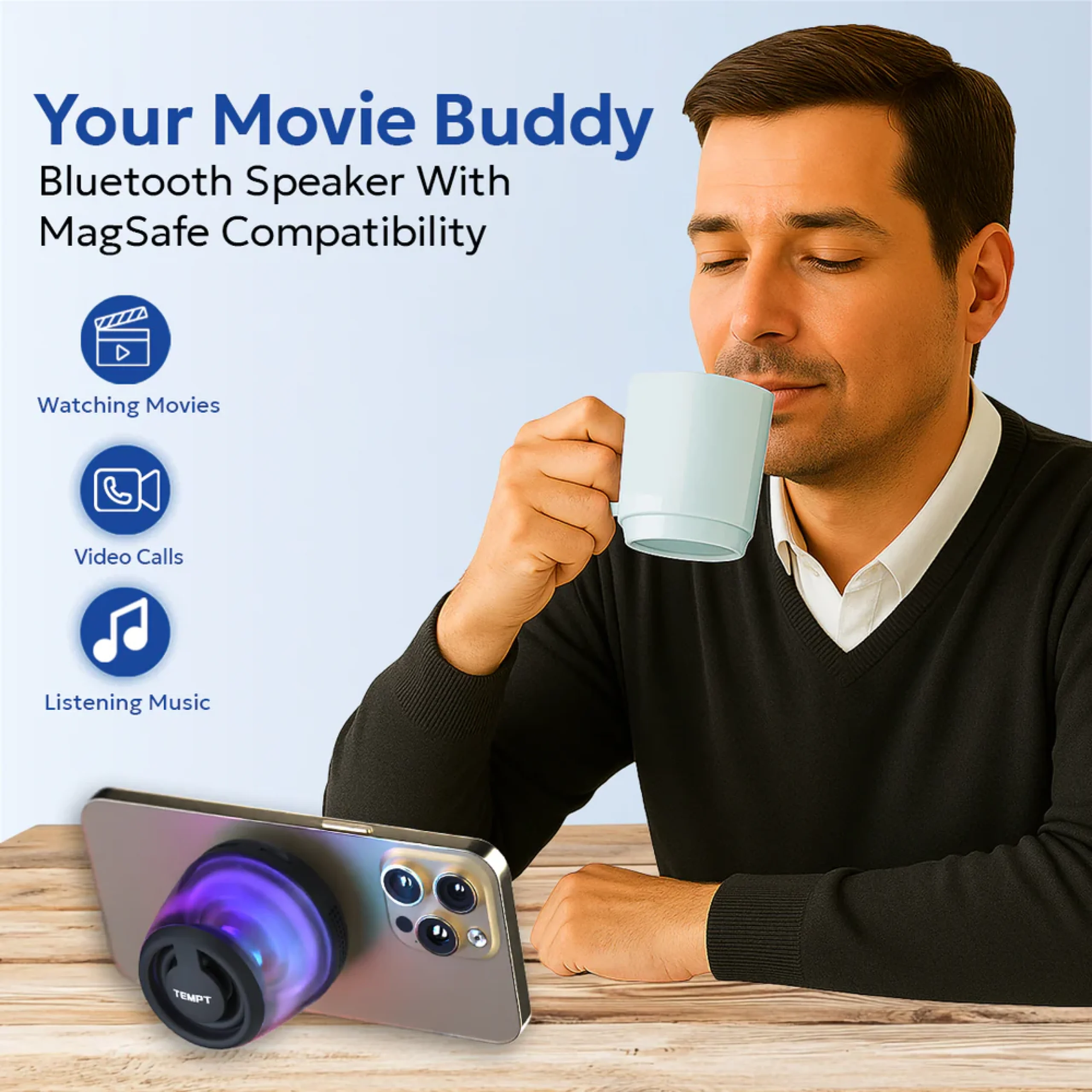 Tempt Pocket Bluetooth Speaker - Black Buy Tempt Pocket Bluetooth Speaker - Black in bulk for Corporate Gifting | Corporate Gyft