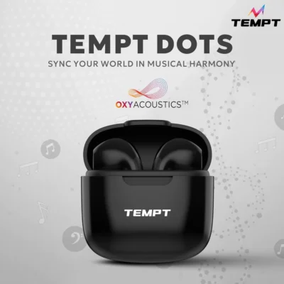 Buy Tempt Smart Wireless Earbuds – Black in bulk for Corporate Gifting | Corporate Gyft