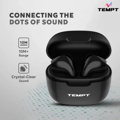 Buy Tempt Smart Wireless Earbuds – Black in bulk for Corporate Gifting | Corporate Gyft