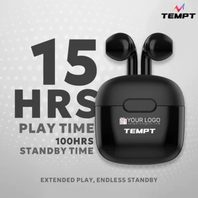 Buy Tempt Smart Wireless Earbuds – Black in bulk for Corporate Gifting | Corporate Gyft