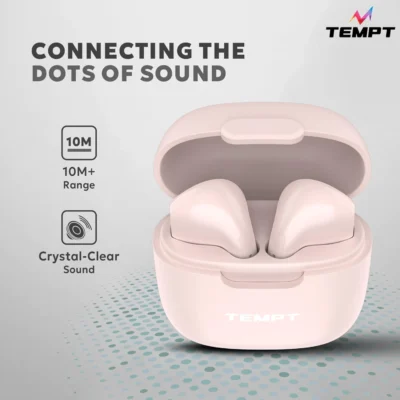Buy Tempt Smart Wireless Earbuds – Peach in bulk for Corporate Gifting | Corporate Gyft