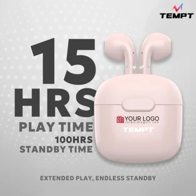Buy Tempt Smart Wireless Earbuds – Peach in bulk for Corporate Gifting | Corporate Gyft