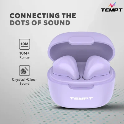 Buy Tempt Smart Wireless Earbuds – Purple in bulk for Corporate Gifting | Corporate Gyft