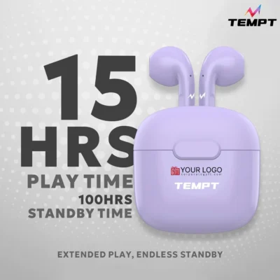 Buy Tempt Smart Wireless Earbuds – Purple in bulk for Corporate Gifting | Corporate Gyft
