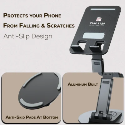 Buy Tempt Adjustable Mobile Stand – Black in bulk for Corporate Gifting | Corporate Gyft