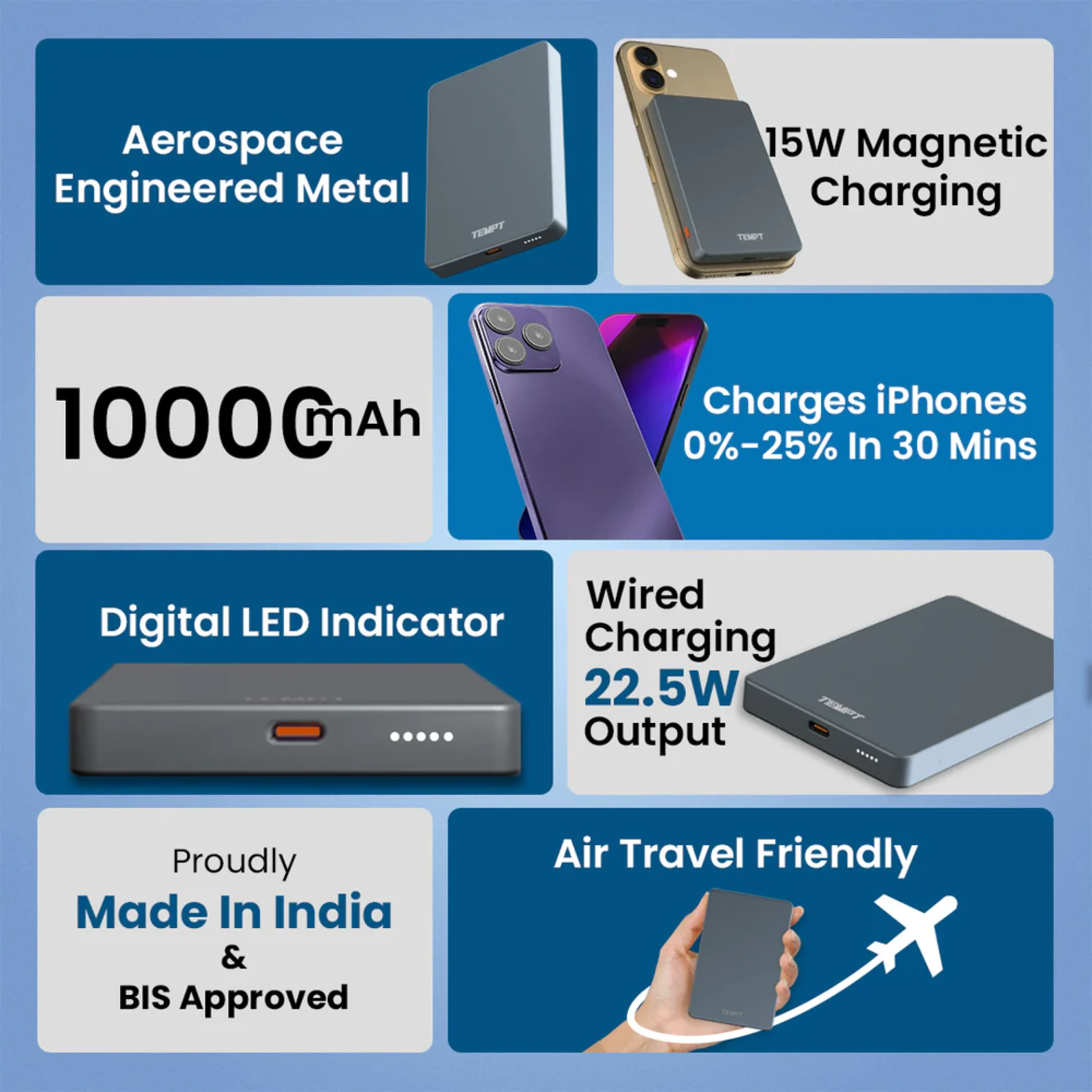 Tempt Joos Mag 10K Slim Wireless Power Bank Buy Tempt Joos Mag 10K Slim Wireless Power Bank in bulk for Corporate Gifting | Corporate Gyft