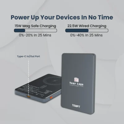 Buy Tempt Joos Mag 10K Slim Wireless Power Bank in bulk for Corporate Gifting | Corporate Gyft