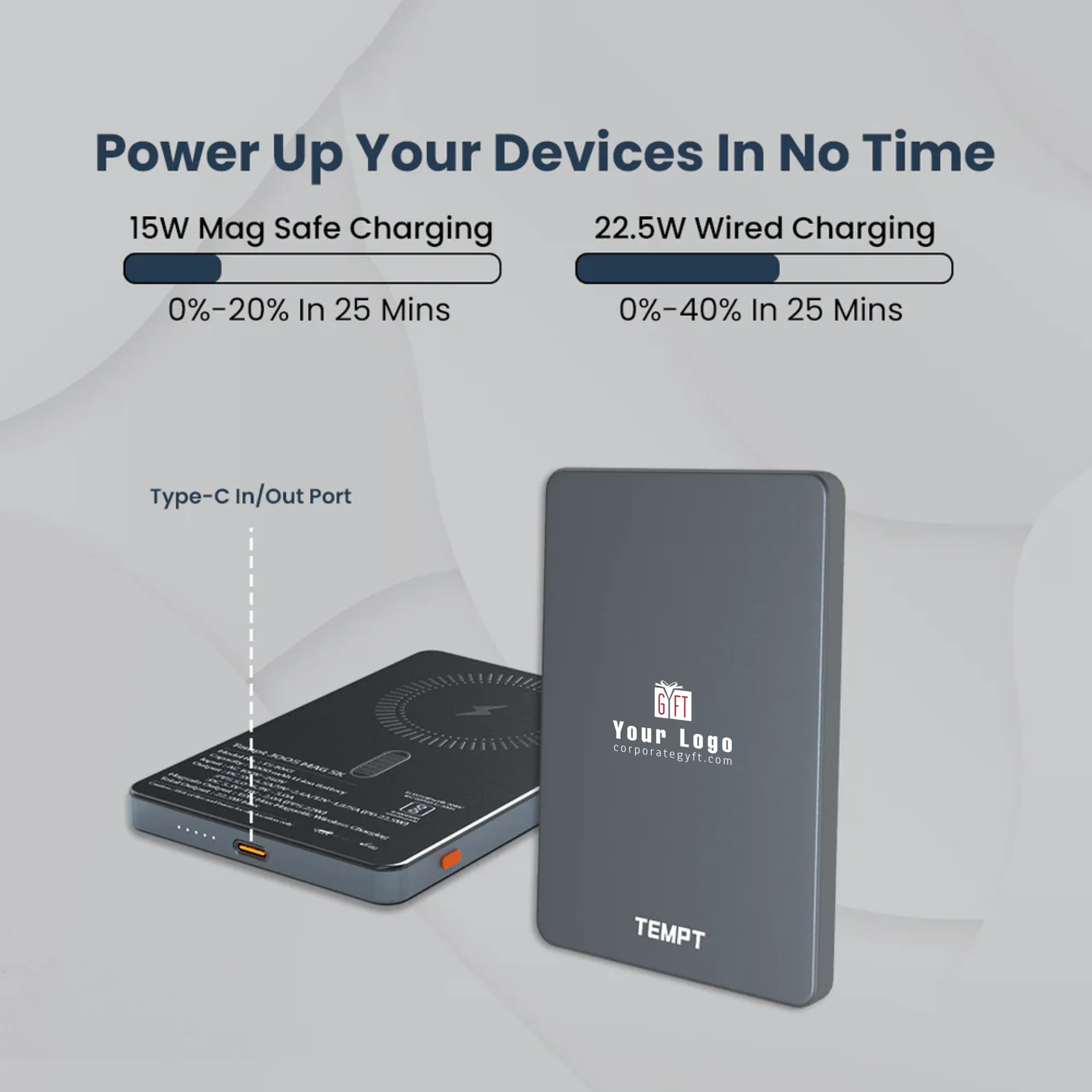 Tempt Joos Mag 10K Slim Wireless Power Bank Buy Tempt Joos Mag 10K Slim Wireless Power Bank in bulk for Corporate Gifting | Corporate Gyft