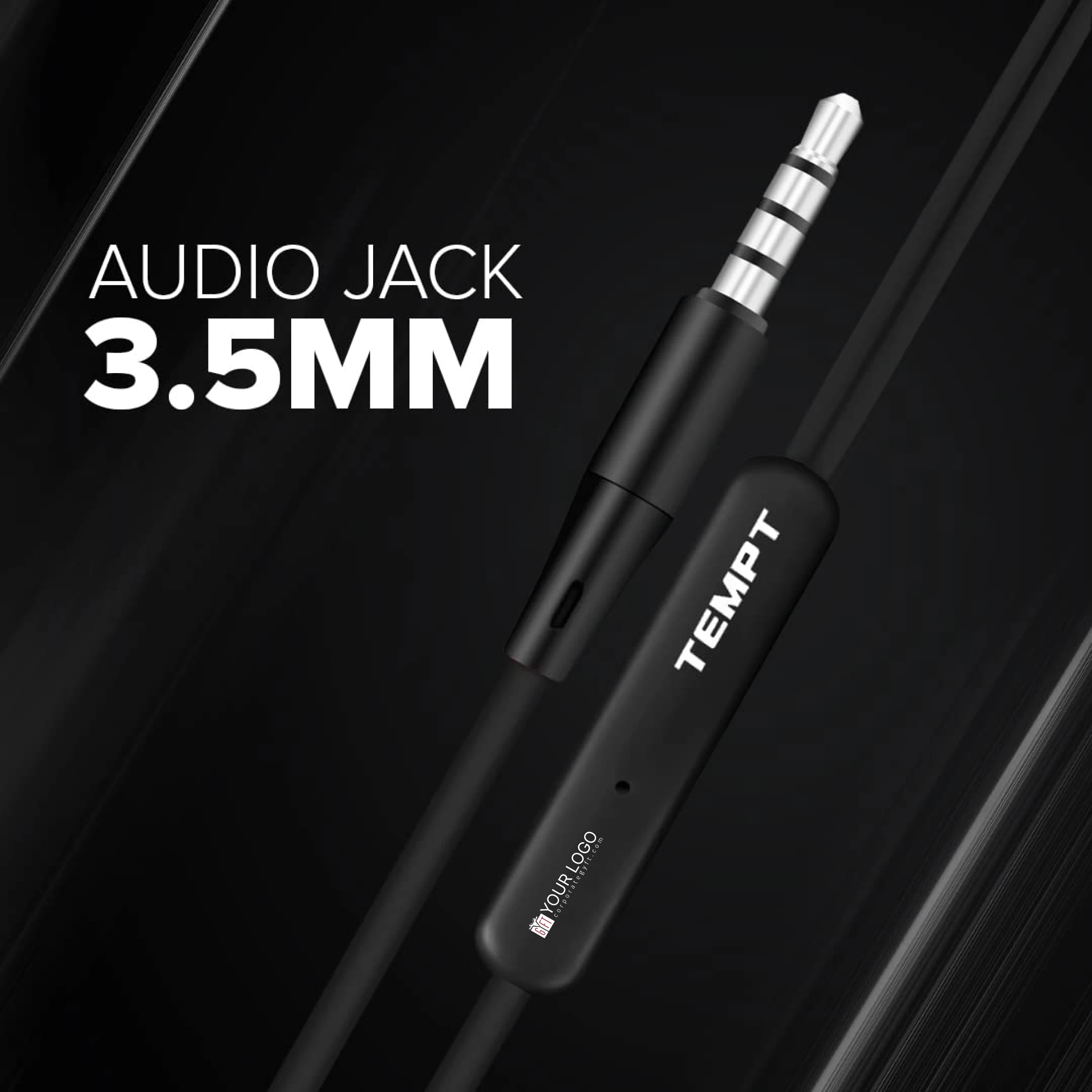 Tempt Wired Earphones – Black Buy Tempt Wired Earphones – Black in bulk for Corporate Gifting | Corporate Gyft