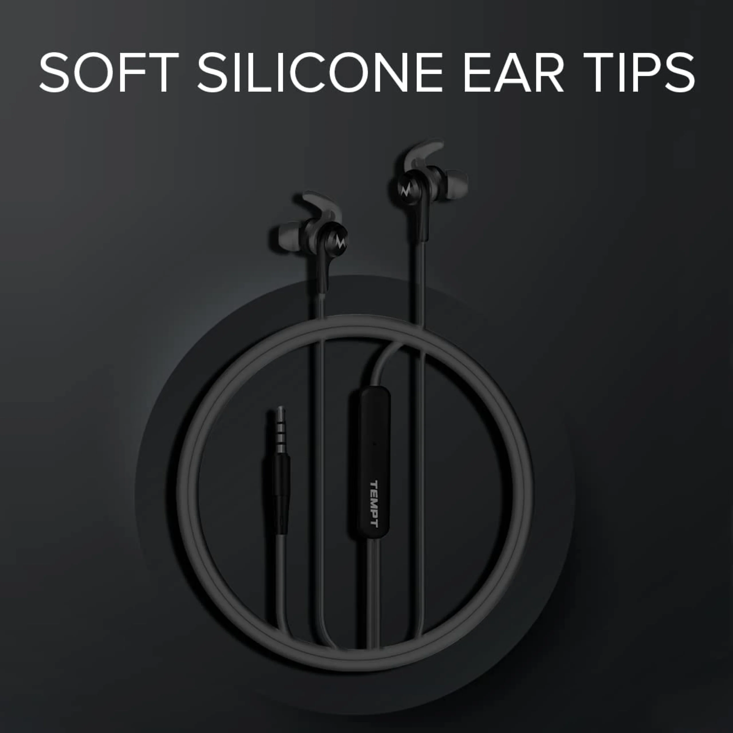 Tempt Wired Earphones – Black Buy Tempt Wired Earphones – Black in bulk for Corporate Gifting | Corporate Gyft