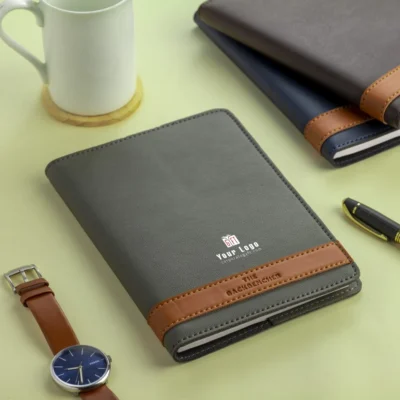 Buy Classic Brooklyn Organizer - Grey with Brown in bulk for Corporate Gifting | Corporate Gyft