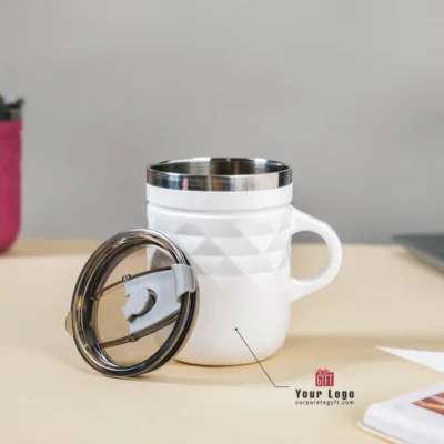 Buy Zara Spill Proof Travel Mug - White in bulk for Corporate Gifting | Corporate Gyft