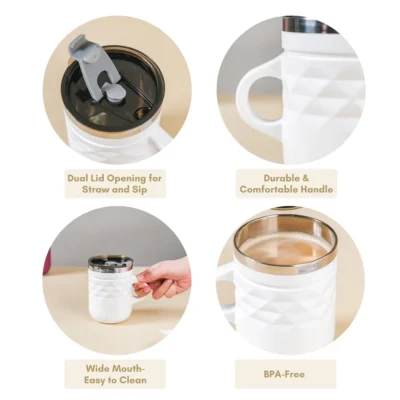 Buy Zara Spill Proof Travel Mug - White in bulk for Corporate Gifting | Corporate Gyft
