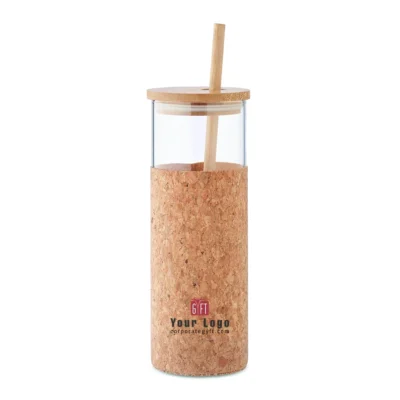 Buy Corky Glass Sipper With Sleeve in bulk for Corporate Gifting | Corporate Gyft