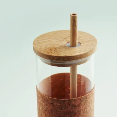 Buy Corky Glass Sipper With Sleeve in bulk for Corporate Gifting | Corporate Gyft