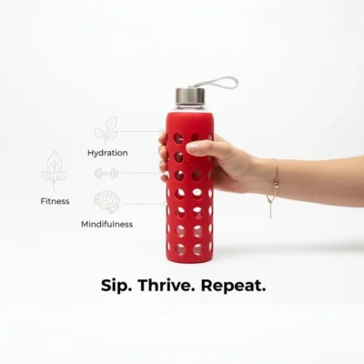 Buy Reddy Silicone Grip Glass Bottle in bulk for Corporate Gifting | Corporate Gyft