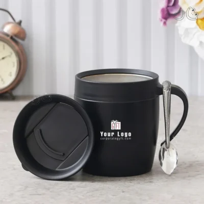 Buy Spooner Insulated Coffee Mug - Black in bulk for Corporate Gifting | Corporate Gyft